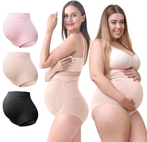 SUNNYBUY, Biancheria Intima Premaman a Vita Alta da Donna, per Gravidanza, Senza Cuciture, morbide Mutandine Stile Culottes con Vita sopra Il pancione, Medium