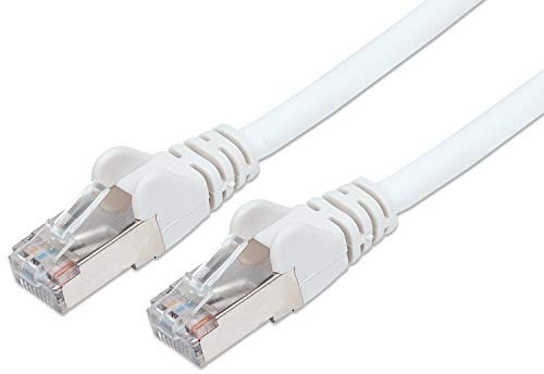 PremiumCord Câble Patch, CAT6a, 10Gbit/s, S/FTP, PIMF, Ethernet, LAN, Rapide, Flexible et Durable, RJ45, AWG 26/7, Câble en Cuivre 100% CU, Blanc, 2m