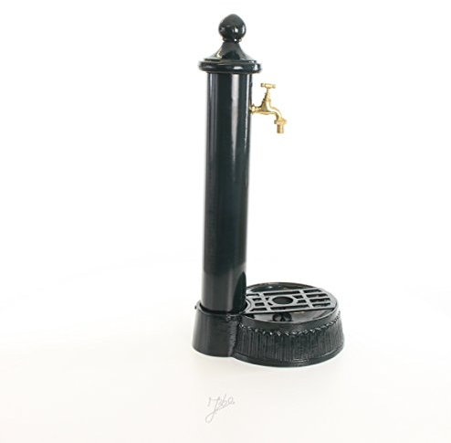 Moritz Garten Wasserhahn Brunnen mit Wasseranschluss Einlass 1/2 Zoll Nostalgie Standbrunnen Zapfstelle Dunkelgrün mit Zubehör 61,5 cm