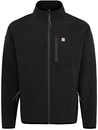 Solid SDSolane Softshell-jacka för män, funktionell jacka, övergångsjacka med ståkrage, dragkedjefickor, normal passform, Svart (194007), L