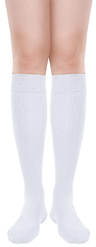1 Par Calcetines hasta Rodilla para Mujer Medias hasta Muslo (Blanco, M)