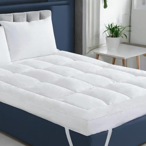 VL 1400gsm Mattress Topper 10cm Extra Thick Quilted Microfiber Ultra Fluffy Soft & Breathable Mattress Topper with Strong Corner Straps for Firm Grip (10cm Thick, 4Ft Small Double - 120 x 190 CM)
