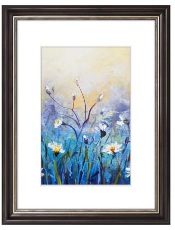 Space Art Deco, 12x16 Picture Frame with Mat for 8x12 Photo or Display 12x16 Prints Without Mat, Shatter Resistant Glass Wall Mounting (Color Dark Brwon)