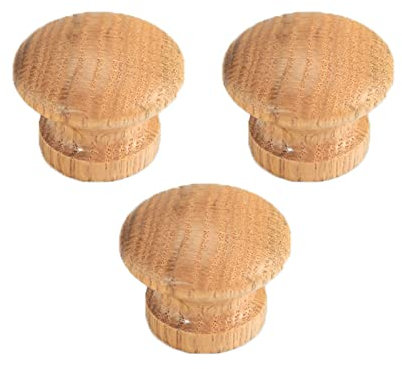 COTBY 3 Stück Möbelknöpfe aus Holz, natürliche Griffe, traditionelle Schubladengriffe, einfacher Stil, Türgriff, Türhebel für Kleiderschrank, Kommodengriffe mit Schrauben (Walnuss) (Eiche)