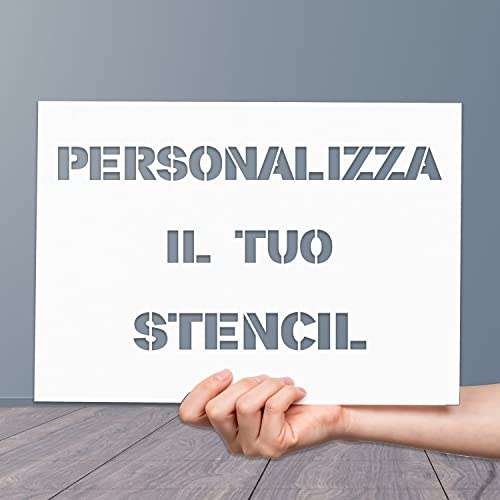 GFD - Stencil in plexiglass 3mm con lettere e numeri personalizzati - Ideale per decorazione e verniciatura - Personalizzazione Inclusa - Misura: 21x15 cm - Made in Italy
