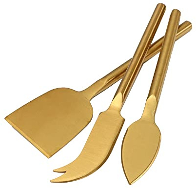 3-teiliges vergoldetes Edelstahl-Käsemesser-Set, Besteck, Hochzeitstorte, Käseschneider