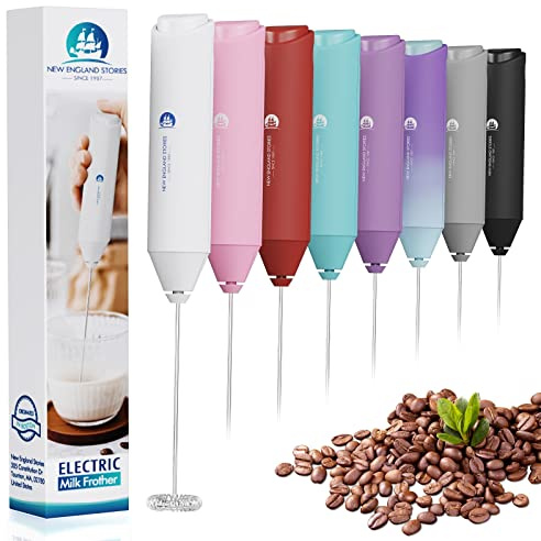 Powerful Milk Frother Handheld Foam Maker, Mini Whisk Drink Mixer for Coffee, Cappuccino, Latte, Matcha, Hot Chocolate, No Stand, White