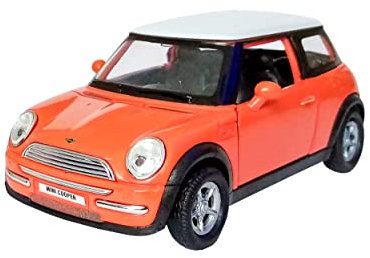 MINI Cooper 10cm Modellauto Metall Modell Auto Spielzeugauto Welly Fahrzeug Spielzeug Kinder Geschenk 4-Varianten 08 (Orange)