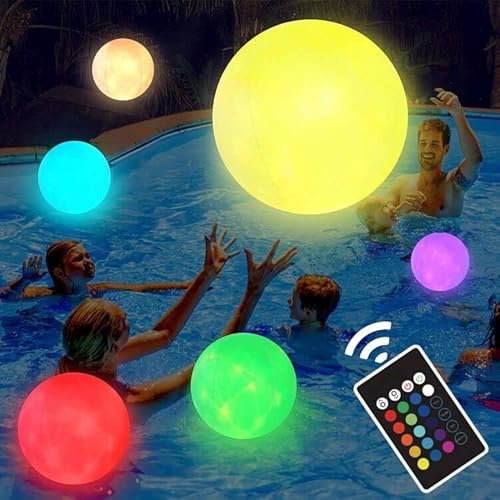DAZZTIME Giocattolo Piscina a LED Telecomando, Pallone da Spiaggia Gonfiabile, Palla d'Acqua Luminosa