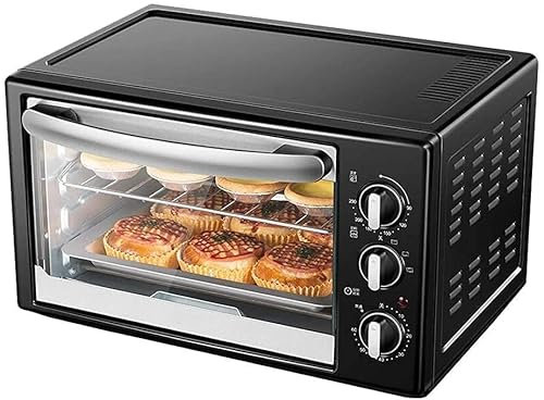CAZARU Mini Four électrique 35L avec contrôle de température de précision 90-230°C et minuterie 0-60min Petit Four Multifonction Double Couche 1500W Noir Code Produit : LXJ-41