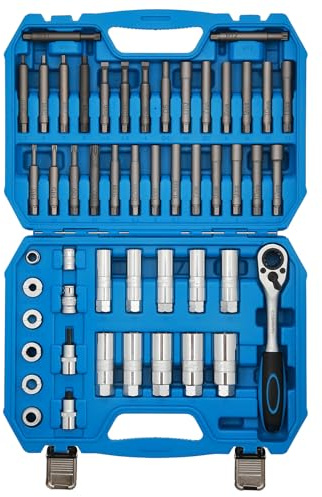 CASOMAN 50PCS Shock Absorber Tool All in One Kit, Shock Absorber Strut Nut Removal Socket Tool with Strut Spreader Tool & Reversible Pass Through Ratchet Socket Set, CR-V