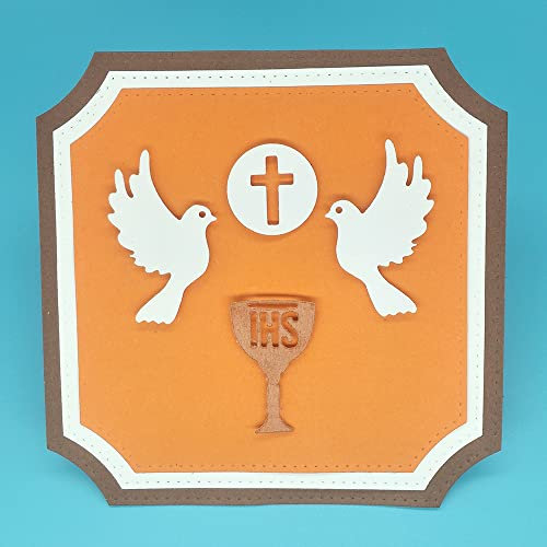 Metall-Stanzformen, 7 x 7,6 cm, Tauben Kelch, Kreuz, Metallschneider, Form, Fotoalbum, Grußkarte, Dekoration, handgefertigte Kunst-Stanzformen