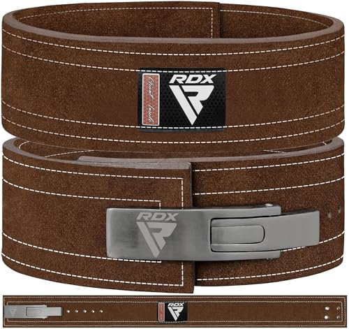 RDX 4” Gewichthebergürtel Hebelschnalle Leder, 10mm Genehmigt IPL USPA, Powerlifiting Trainingsgürtel Krafttraining Fitness Bodybuilding Gürtel, 10 Verstellbar Löcher,Gym Weight Lifting Belt, Herren