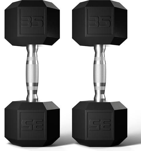GRETERST Kurzhantel-Set, gummierte Sechskant-Handgewichte, Übung und Fitness für Zuhause, Fitnessstudio, Krafttraining, Schwarz, 15,9 kg