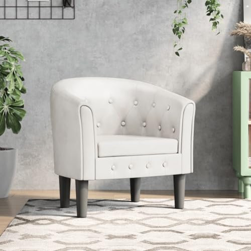 BaraSh Clubsessel Weiß Kunstleder Cocktailsessel Loungesessel Schlafzimmerstuhl
