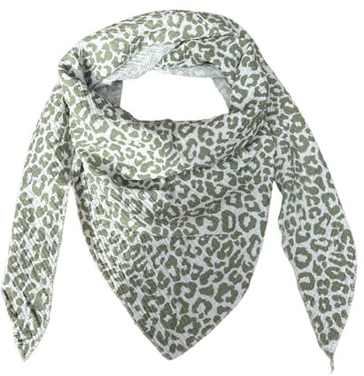 stylx XXL Tuch 23 Farben Farbwahl Halstuch Musselintuch Musselin Damen Damenhalstuch Dreieckstuch Schal Herren Männer Frauen Herrenhalstuch Dreieckig leicht (einlagig) (Leo klein khaki 2)