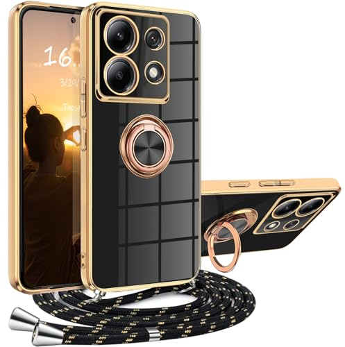 XCYYOO Funda Xiaomi Redmi Note 13 Pro 5G con correa, funda para teléfono móvil Redmi Note 13 Pro 5G con cadena de cordón soporte resistente a los arañazos silicona cadena teléfono móvil funda