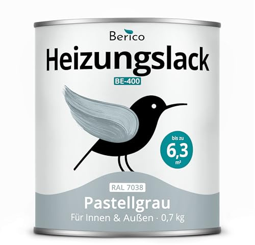 Berico Heizkörperlack - 0,7 Kg - Pastellgrau - BE 400 Heizungslack, Heizungsfarbe, Heizkörperfarbe, Acryllack