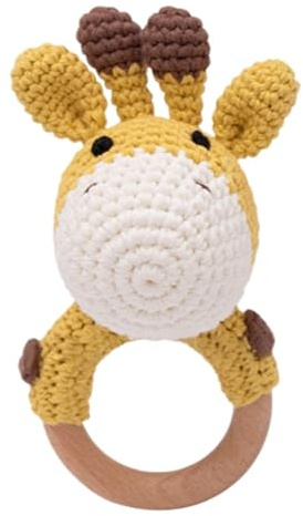 Baby-handrassel Baby Shaker Rassel Spielzeug Baby Beruhigendes Spielzeug Babyrassel Gehäkelt Greifling Baby Beißring Holz gehäkelte Baby Rassel Für Kleinkinder Geschenk Neugeboren
