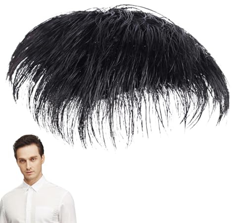Patch per capelli da uomo – Toupet creativo da uomo, parrucca corta nera naturale | parrucca corta con clip toupet in veri capelli umani, aspetto e sensazione naturale per uomo, uso