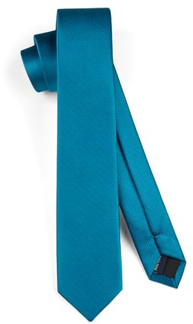 HISDERN Herrenkrawatte pfauenblaue schmale Krawatten für Herren klassische Seidenkrawatten für Hochzeiten formelle schmale Krawatte mit Box (6 cm)