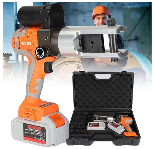 YYLDPFDC Pinza Crimpatrice idraulica 16-300 mm², Pinza a crimpare idraulica Ricaricabile, Pinza a capicorda autoregolante, Rotazione della Testa di 360°, con Batteria da 4,0 Ah, CM-300