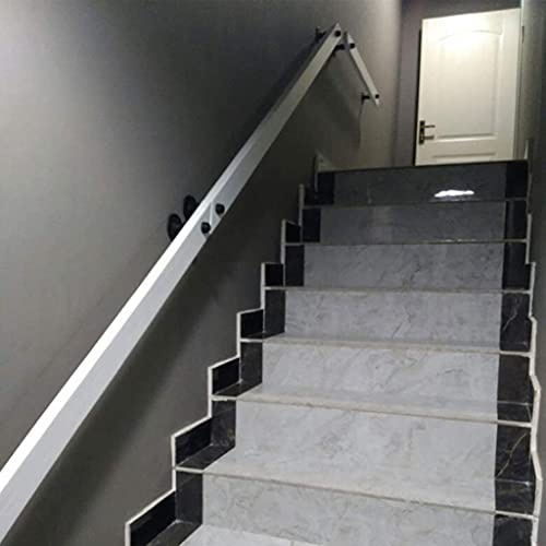 Pasamanos de escalera de madera maciza blanca montada en la pared para villa interior de 5,8 m de longitud