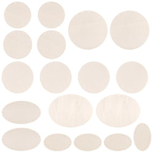 JIEHIN 18 Stück Korbflechten Set, Holzkorbböden Korbboden für Peddigrohr, 7 Größen Korb Flechten Set mit Vorgebohrten Löchern, Holzboden zum Häkeln, Rundes/Ovales Korbboden zum Häkeln