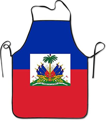 Wasserdicht Küchenschürze Haiti-Flag Bastelschürze Verstellbare Backschürze Personalisiert Malschürze Für Köche Männer