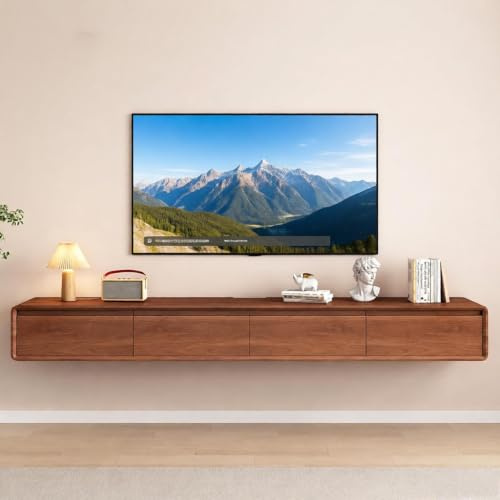 Hängender TV-Schrank aus Massivholz, Wandmontage, Wohnzimmer, Schlafzimmer, kleine Wohnung, schmal, hängender TV-Schrank, Wandschrank (160 cm)