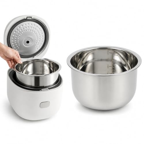 Beavorty Rice Cooker Inner Pot Replacement Stainless Steel Cooking Liner for Electric Cooker Non-Stick Rice Inner Pot Multi-Use Household Insert for Soup Cake