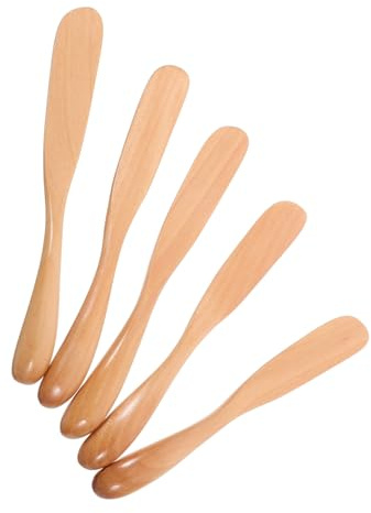 HEALEEP 5pièces Tartineur à Confiture Spatules Bois Couteau à Beurre Pour Sandwich Vaisselle à Fromage Couteau Bois Pour Cuisine
