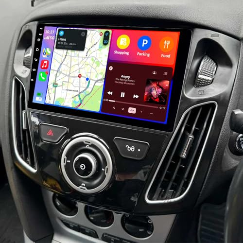 9 Android 14 Car Stereo for Ford Focus 2012-2018 4G+64G Double Din Car Stereo Radio GPS Sat Nav Head Unit w/Carplay & Android Auto Bluetooth WiFi AHD Backup Camera SWC Split Screen FM/RDS Mirror Link