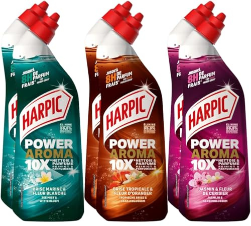 Harpic - Lot de 6 Gels WC Aroma - Brise Marine + Jasmin + Brise Tropicale