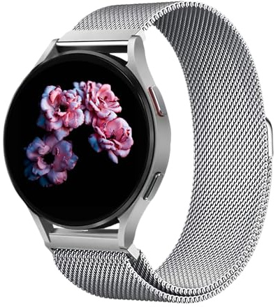 Rostfritt stål mesh metallarmband, Compatible with Samsung Galaxy Watch Band 7/FE/6/5/4/3 & Watch 5 Pro & 6/4 Classic & Gear S3/S2, 20mm & 22mm, Silver