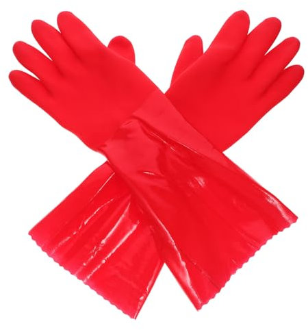 DEARMAMY 2Pairs Thicken Non Slip Dishwashing Gloves for Housework Durable Kitchen Cleaning Gloves Red Comfortable Reusable for Home and Shop