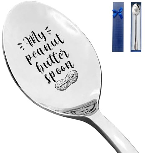 HSSPIRITZ My Peanut Butter Spoon Funny Engraved Stainless Steel Spoon,Peanut Butter Lovers Coffee Spoon Gift,Gift for Moms Dad Boy Girl Women Men Birthday Christmas Valentine's Day Mother's Day Gifts