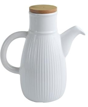 XYUERU Keramik-Olivenölspender,Vintage Öl Flasche Essigspender | Olivenöl Behälter zur Aufbewahrung in der Küche, Flaschenbehälter Ausgießer Staubdicht Sauce Cruet(White,450ML)