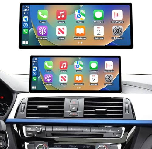Ninetom 12.3 Pulgadas Car Stereo con Carplay y Android Auto para BMW Serie 3/4 F30 F31 F32 F33 F34 F35 F36 Años 2017-2019 con Sistema EVO, Soporte Mirrorlink, cámara y navegación