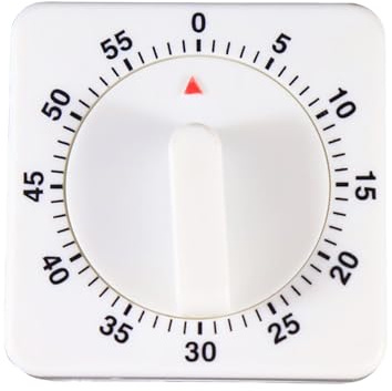 ChenYu99 60 Minute Wind Up Mechanical Kitchen Timer, Square White Countdown Alarm Timer, No Battery Required Egg Timer for Cooking, Baking, Boiling, Classroom Teaching