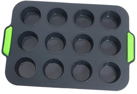WEKADRIN Stampo Silicone Piccolo per Torte e Crostatine Cavità Rotonde Antiscivolo Adatto per Muffin e Dolci Fatti in Casa Facile da Pulire per Uso Domestico e Negozio Grigio Scuro