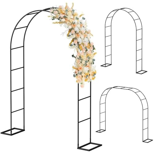 Gartenbogen aus Metall, Hochzeitslaube, Pflanzenstütze, Rankgitter für Kletterpflanzen, Rosenbogen, Dekoration für Veranstaltungen im Freien, 180 x 250 cm, schwarz, ideal für Hochzeiten und Partys
