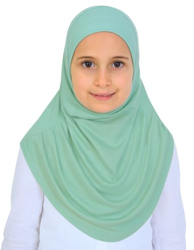 Prien redo att bära hijab för flickor, mjuk viskos en del muslimsk halsduk för barn, omedelbara islamiska kläder för kvinnor, huvudskydd för Ramadan, Eid, bön