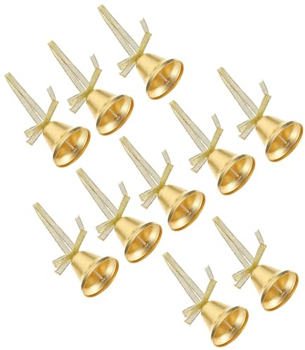 Healifty Lot de 10 Pendentifs Cloches de Noël en Fer Doré 48 MM Décorations Suspendues pour Sapin Ornements Festifs pour Décoration de Noël et Fêtes Hivernales