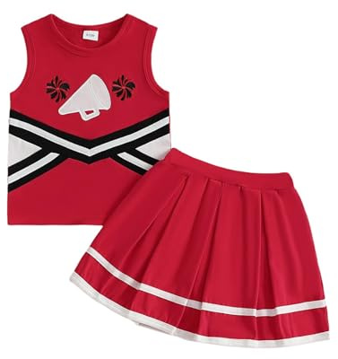 Baby Mädchen Cheerleading Shirts + Röcke + Cheerleading Halloween Cheerleading Kostüme 0 4 Jahre alt (Red, 2-3 Years)