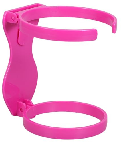 Kisangel Portavasos Plegable para Bolso de Mano Ajustable, Soporte para Botellas de Plástico Duradero en Color Rosa Fucsia, Accesorio Portátil Adecuado para Playa, Viajes y Actividades