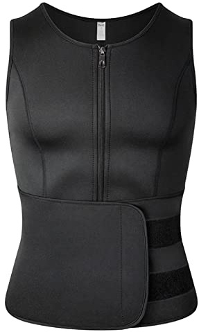 CCXXYGWJ Traje de Sauna para Entrenador de Cintura para Hombre, Chaleco Moldeador Adelgazante Ajustable, Mono con Cremallera para Correr