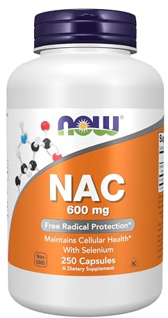 NOW Supplements, NAC (N-Acetyl Cysteine) 600 mg with Selenium, 250 Veg Capsules
