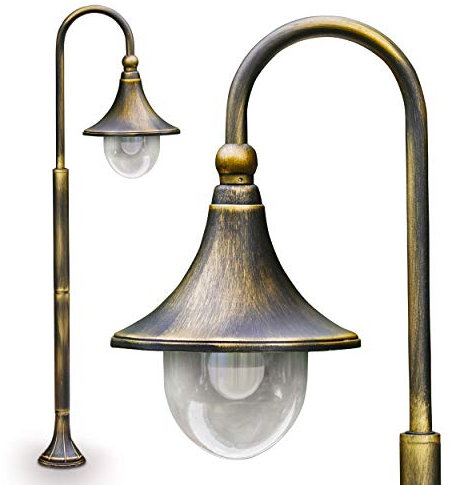 Lampada da esterno Elgin, lampada da terra in stile antico, metallo in marrone/oro, lampada da sentiero 120 cm, lampada da giardino retro/vintage, attacco E27, IP44, senza lampadina/e