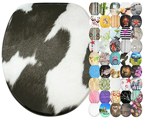 Sanilo WC Sitz mit Absenkautomatik, viele neue Toilettendeckel zur Auswahl, hochwertige Oberfläche, einfache Montage, stabile Scharniere (Kuhflecken)